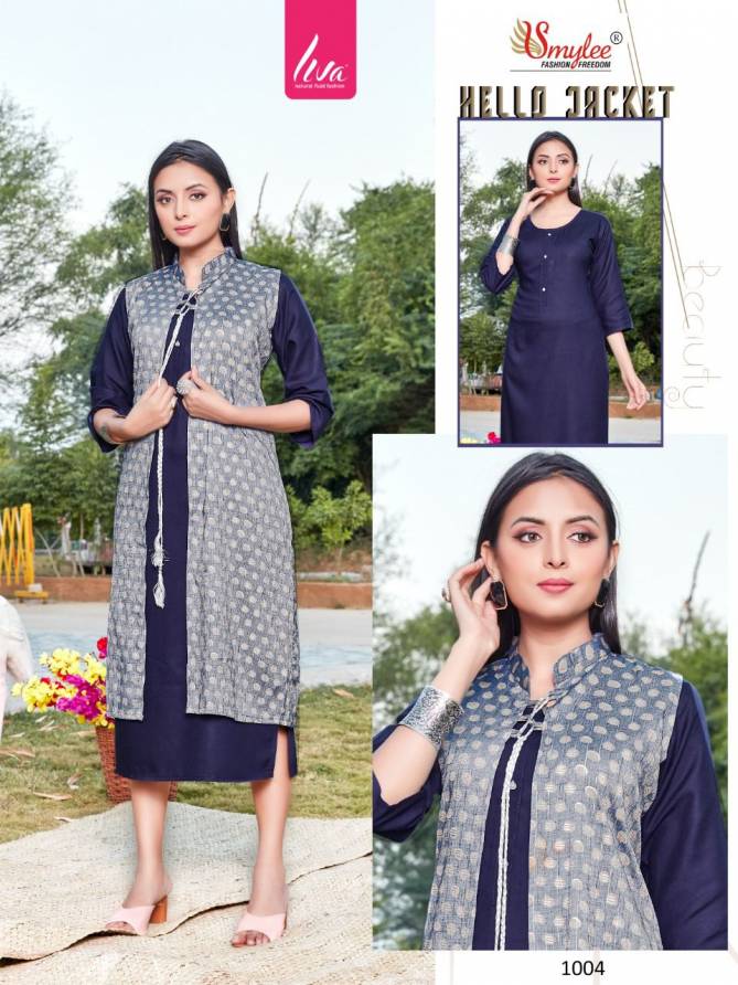 Smylee Hello Jacket Designer Party Wear Rayon Kurti With Jacket Collection